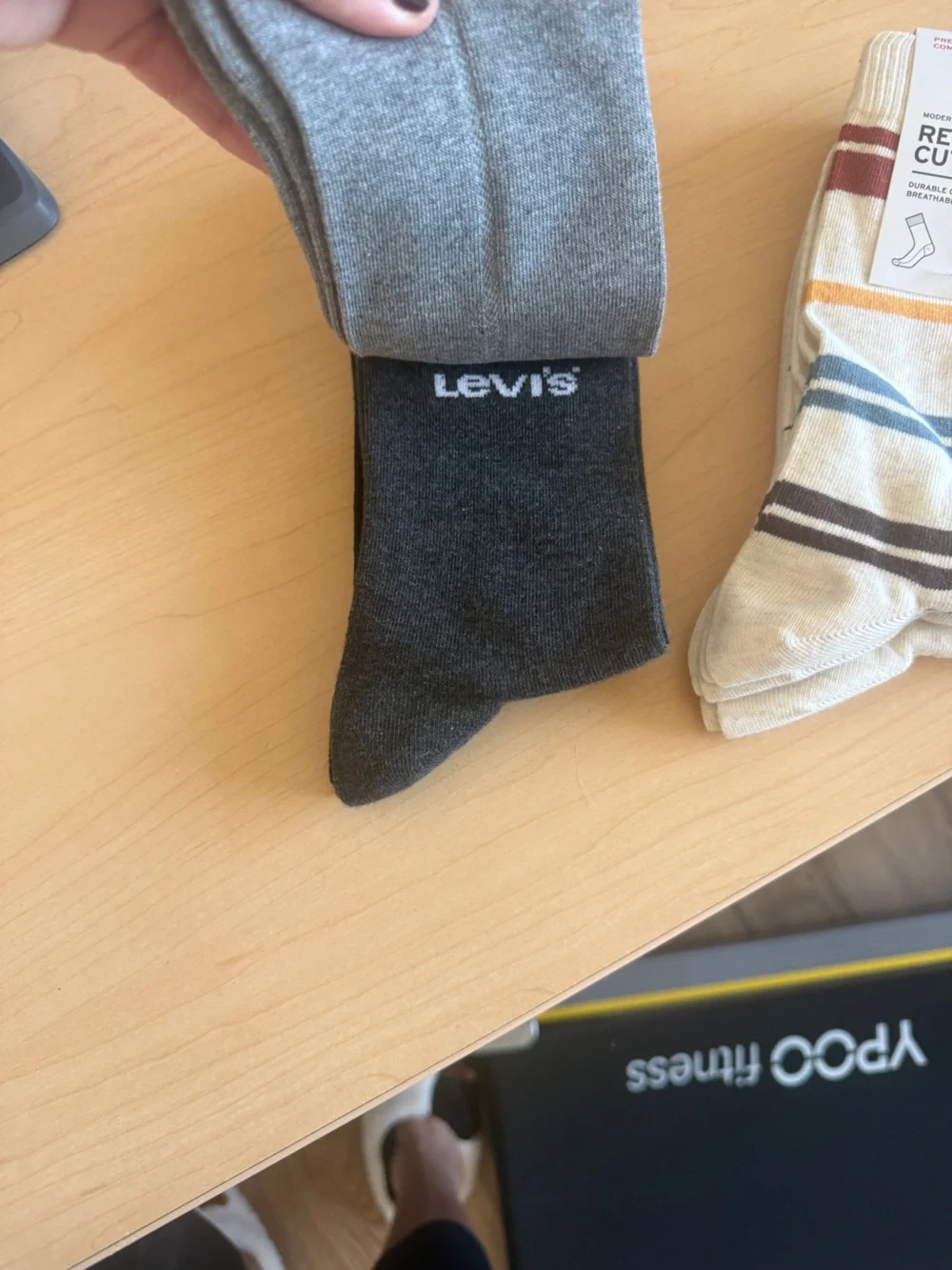 New w/ Tags Levi's Men's Dress Socks - Gray, Cream, Blue & Burgundy Stripes